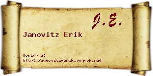 Janovitz Erik névjegykártya